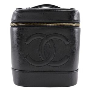 CHANEL Black Caviar Leather Pouch
